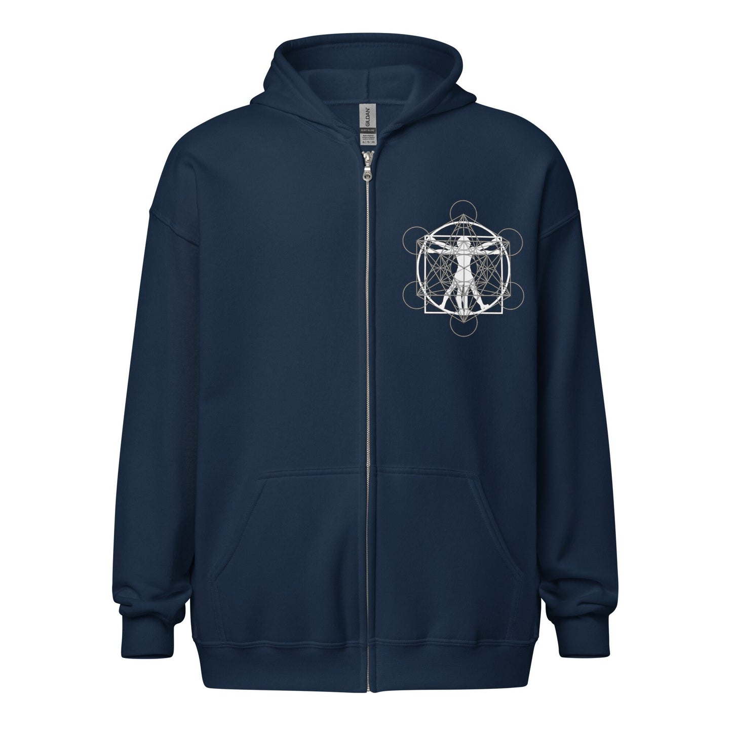 Da Vinci Metatron's Cube Sacred Geometry | Sacred geometry | Psychedelic Clothing | Festival Wear | Unisex heavy blend zip hoodie