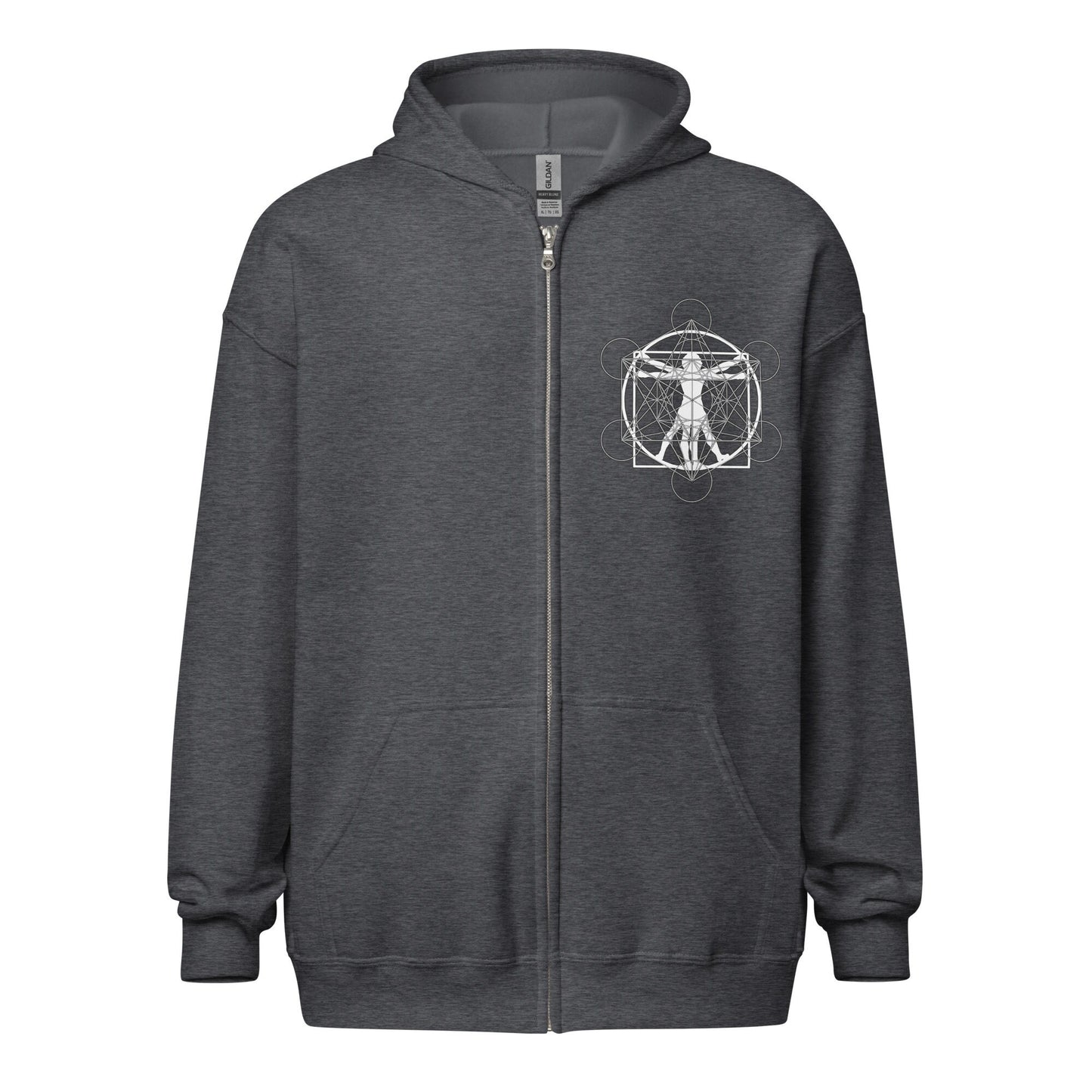 Da Vinci Metatron's Cube Sacred Geometry | Sacred geometry | Psychedelic Clothing | Festival Wear | Unisex heavy blend zip hoodie