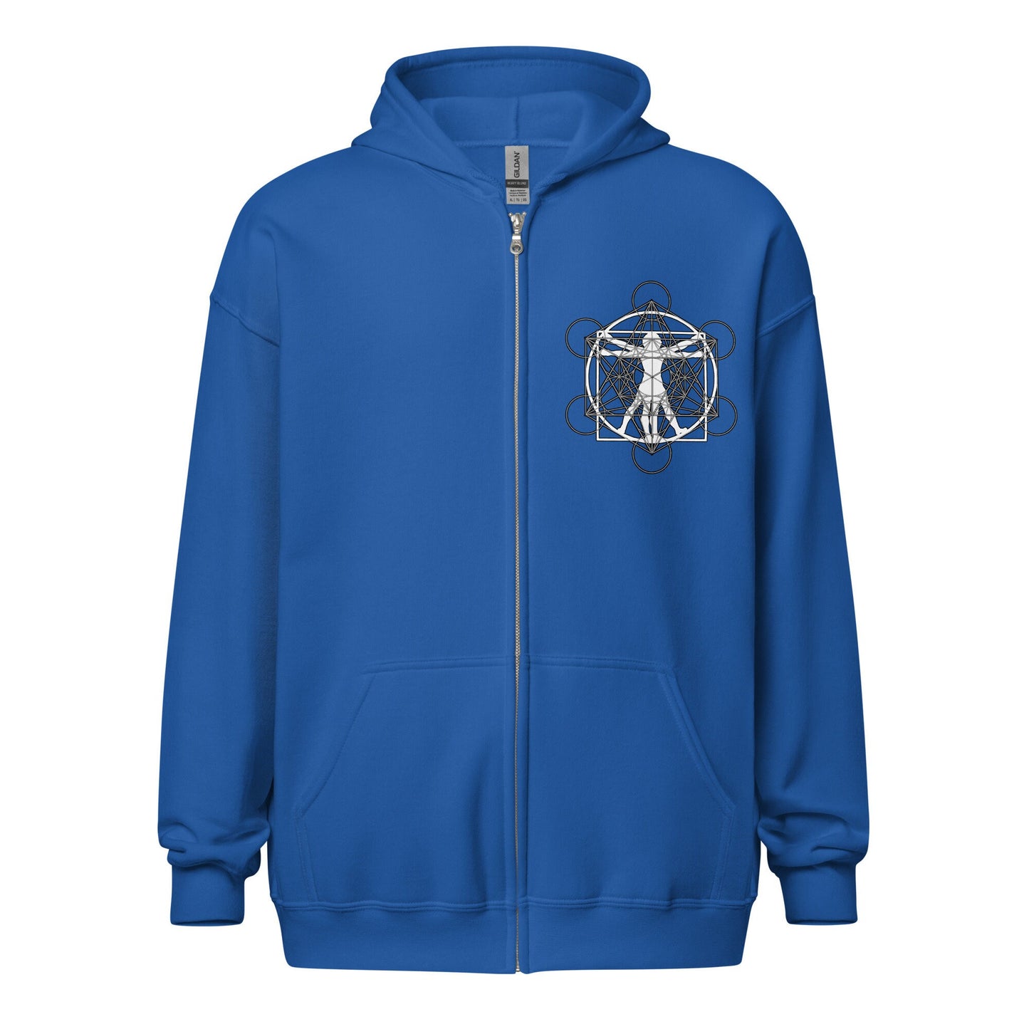 Da Vinci Metatron's Cube Sacred Geometry | Sacred geometry | Psychedelic Clothing | Festival Wear | Unisex heavy blend zip hoodie