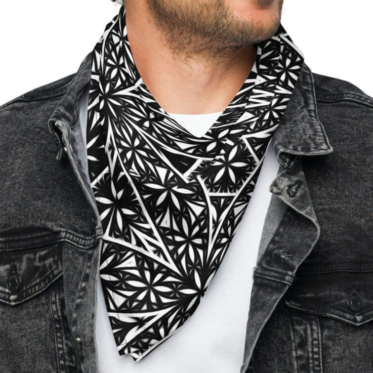 Flower Of Life Fractal Pattern | Sacred Geometry Clothing | Festival Wear | Intricate Geometric Pattern | All-over print bandana