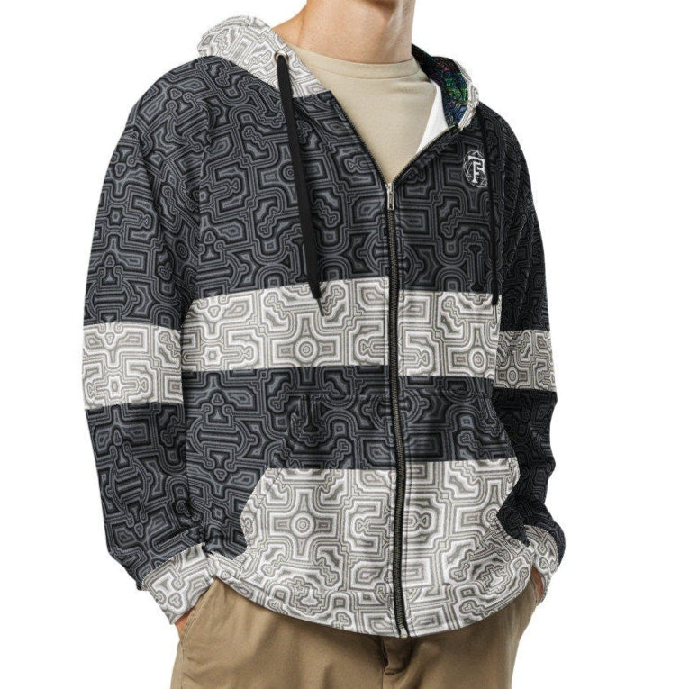 Shipibo Conibo Pattern | Ayahuaska Hoodie | Psychedelic Intricate Artwork | Sacred Geometry Clothing | Unisex zip hoodie
