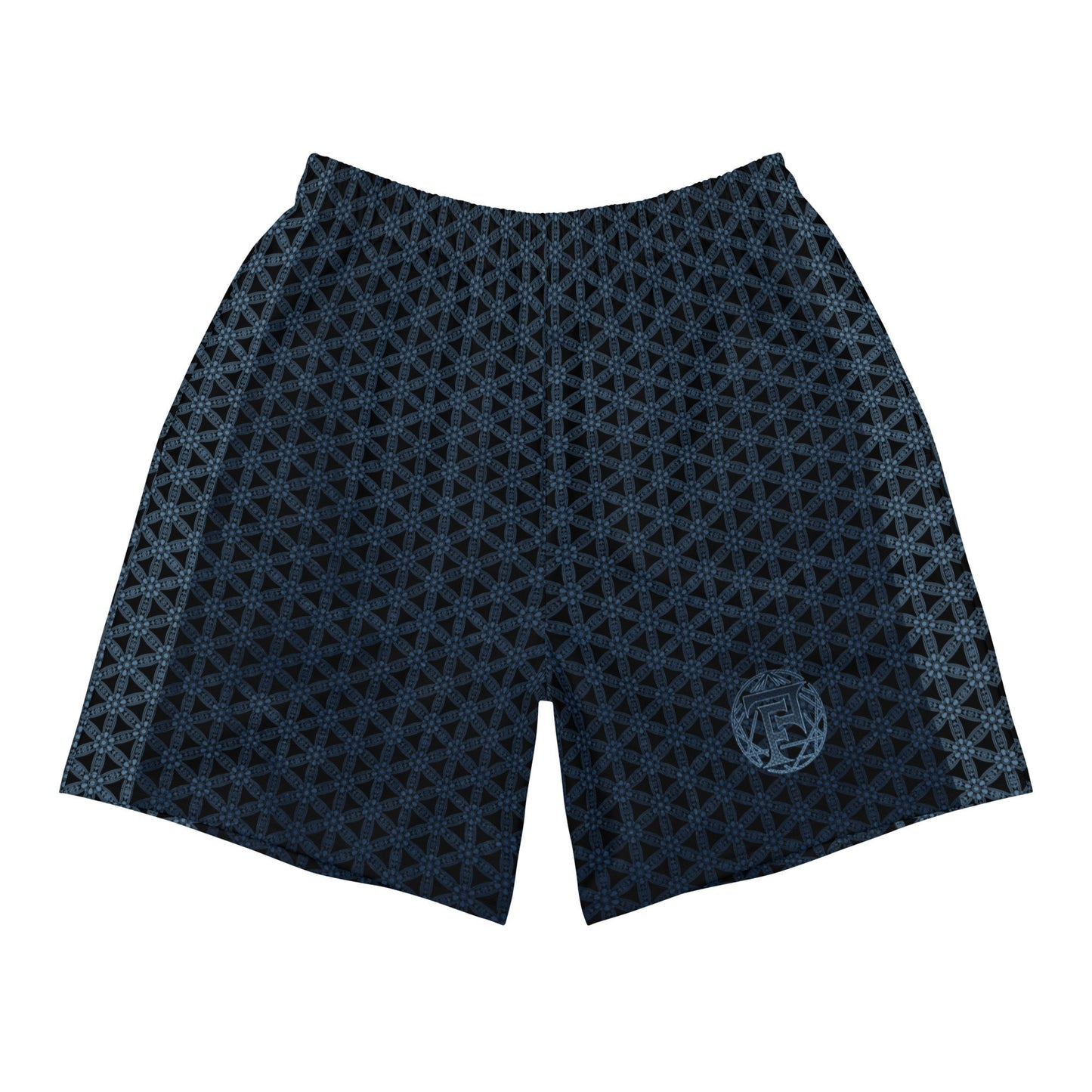 Flower Of Life | Sacred Geometry | Intricate Psychedelic Pattern | Gradient Blue | Festival Clothing | Men's Recycled Athletic Shorts