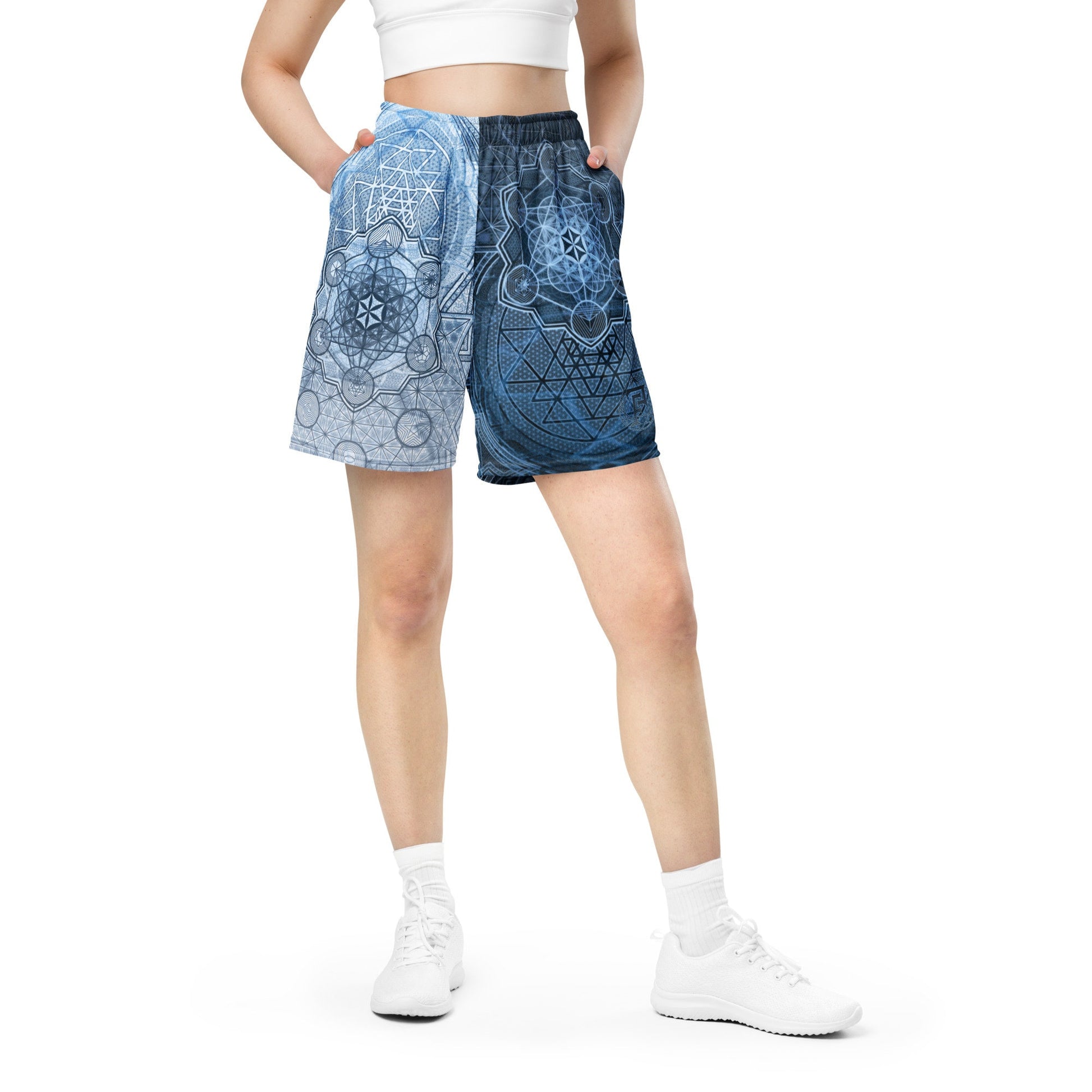 Sri Yantra | Sacred Geometry Patterns | Flower Of Life | Metatron's Cube Shorts | Tree Of Life | Psychedelic Wear | Unisex mesh shorts