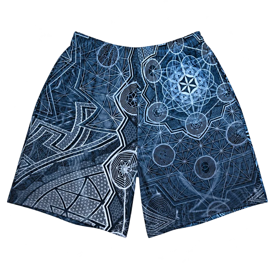 Sri Yantra blue geometric shorts