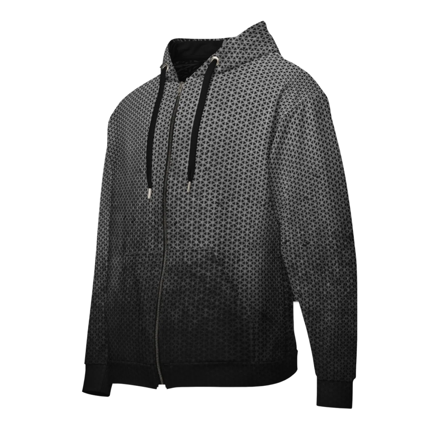 Flower of Life patterned zip hoodie