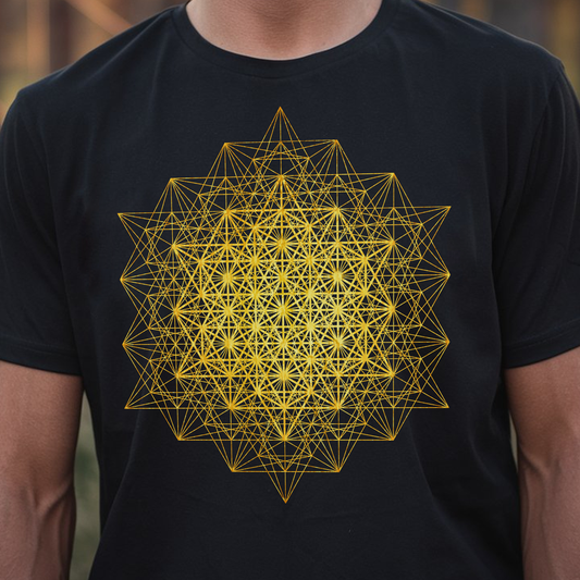 64 Tetrahedron Grid Gold Geometry Unisex T-Shirt