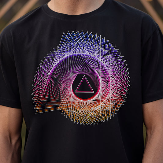 Spiral Triangle Neon Glow Unisex T-Shirt