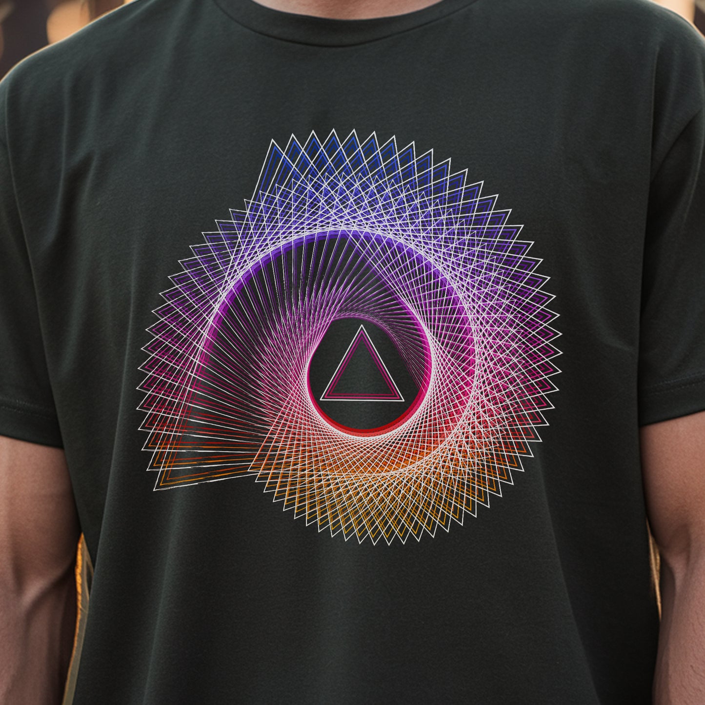 Spiral Triangle Neon Glow Unisex T-Shirt