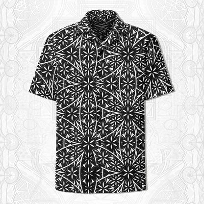 Flower Of Life Fractal Pattern | Sacred Geometry Clothing | Festival Wear | Intricate Geometric Pattern | Unisex button shirt