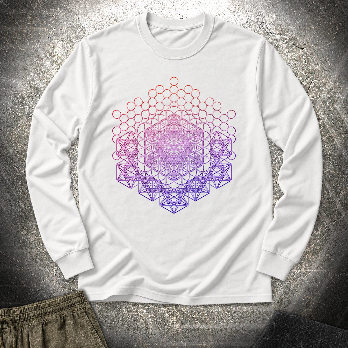 Metatron And Flower Connection - Metatron And Flower Connection Long Sleeve Shirt - Ash
