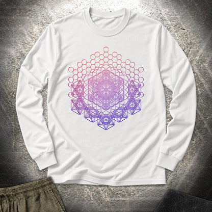 Metatron And Flower Connection - Metatron And Flower Connection Long Sleeve Shirt - Ash