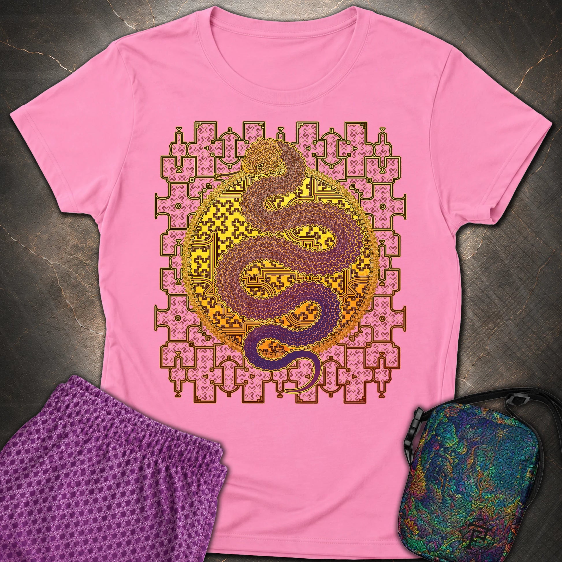Shipibo Kene Cosmic Snake - Shipibo Kene Cosmic Snake Women's T-Shirt - Azalea