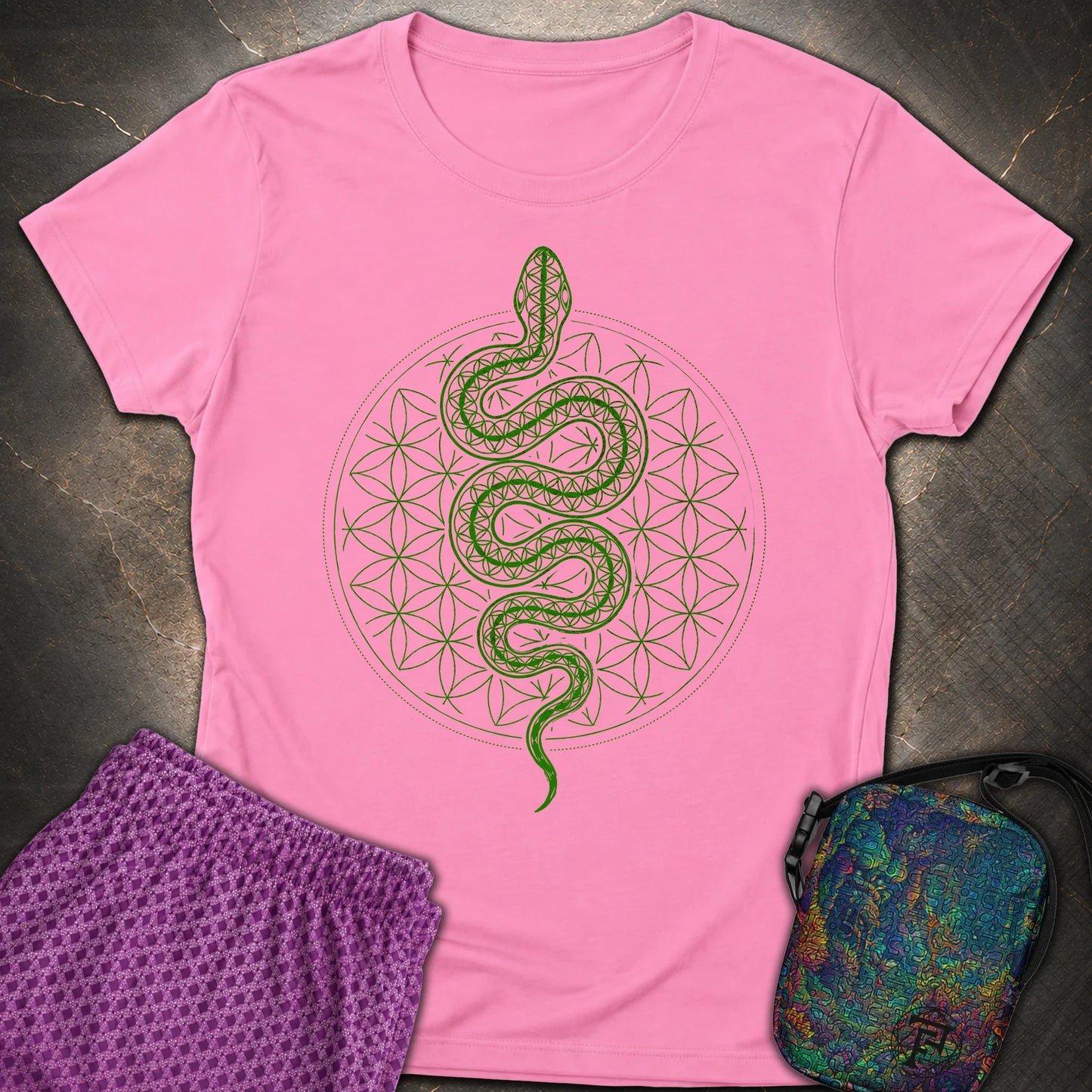 Flower of Life Serpent Womens T-Shirt - Flower of Life Serpent Womens T-Shirt - Azalea