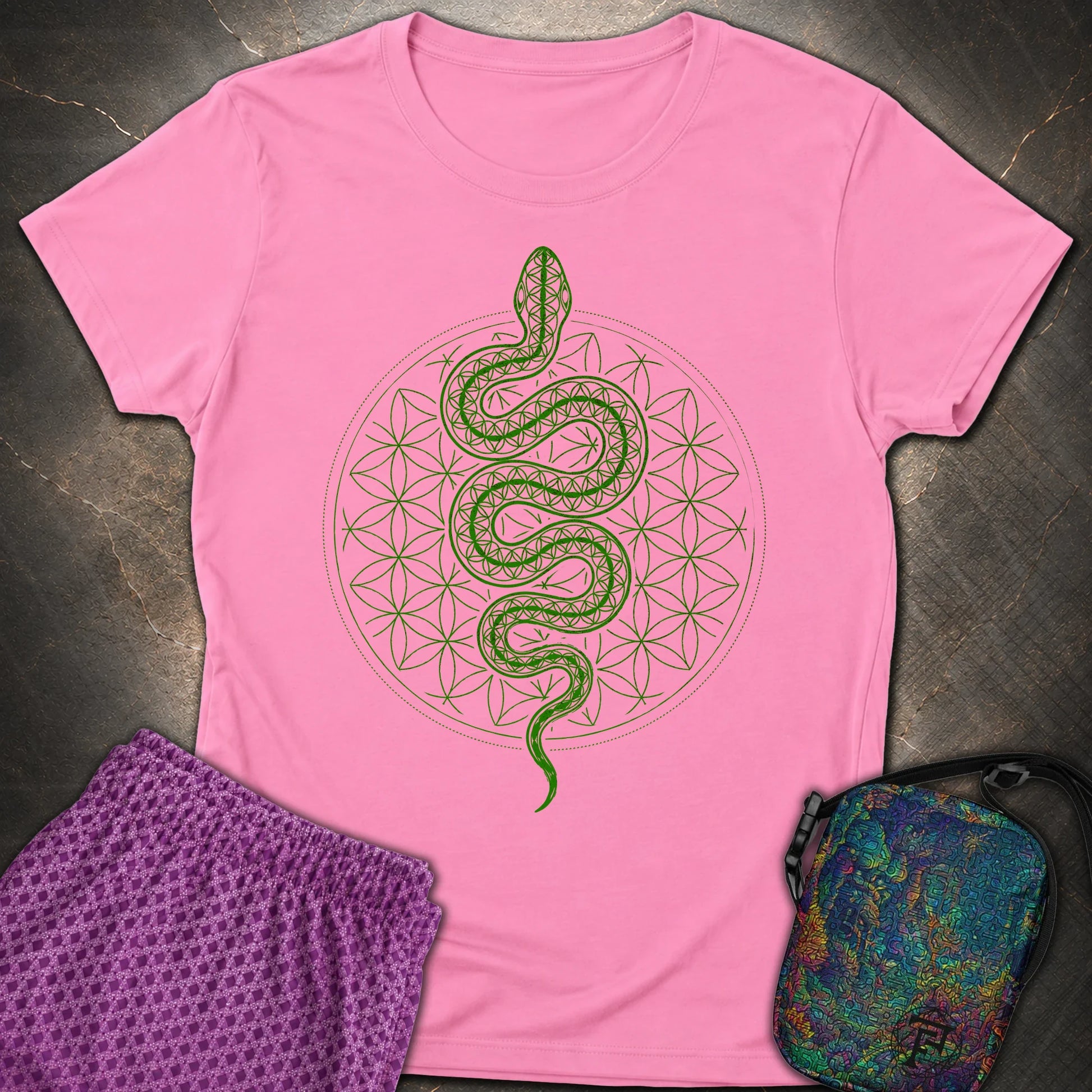 Flower of Life Serpent Womens T-Shirt - Flower of Life Serpent Womens T-Shirt - Azalea