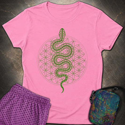 Flower of Life Serpent Womens T-Shirt - Flower of Life Serpent Womens T-Shirt - Azalea