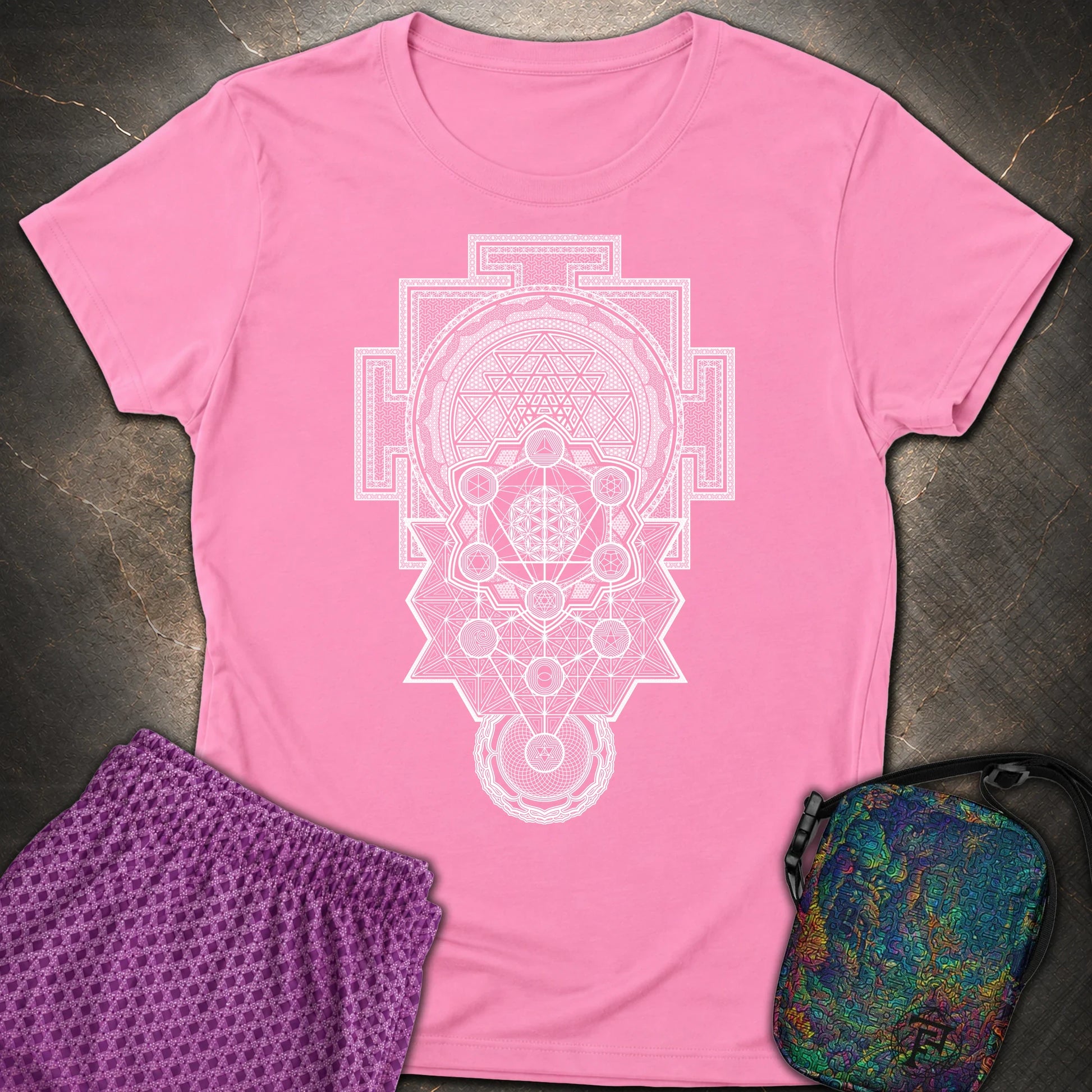 Sacred Geometry Encyclopedia - Sacred Geometry Encyclopedia Womens T-Shirt - Azalea