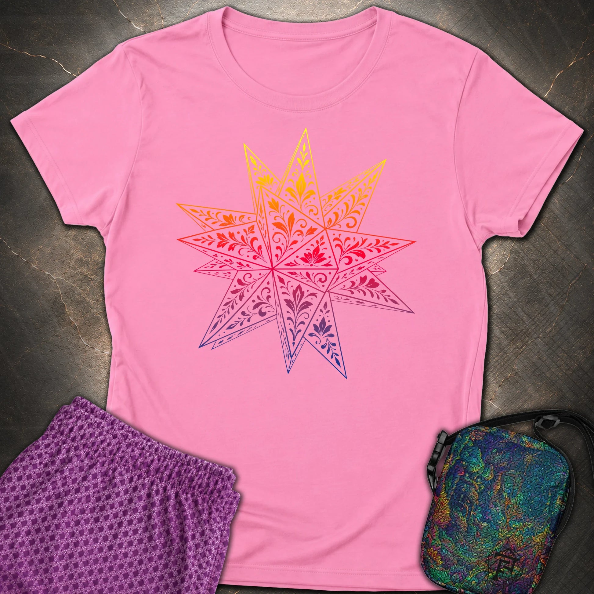 Colorful Stellated Dodecahedron - Colorful Stellated Dodecahedron Womens T-Shirt - Azalea