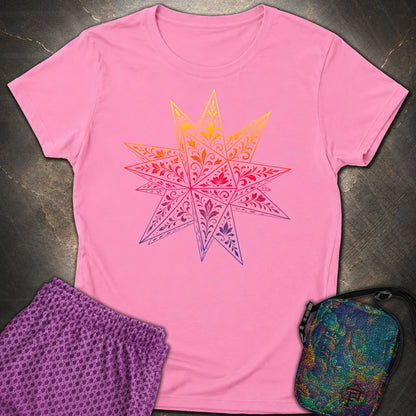 Colorful Stellated Dodecahedron - Colorful Stellated Dodecahedron Womens T-Shirt - Azalea