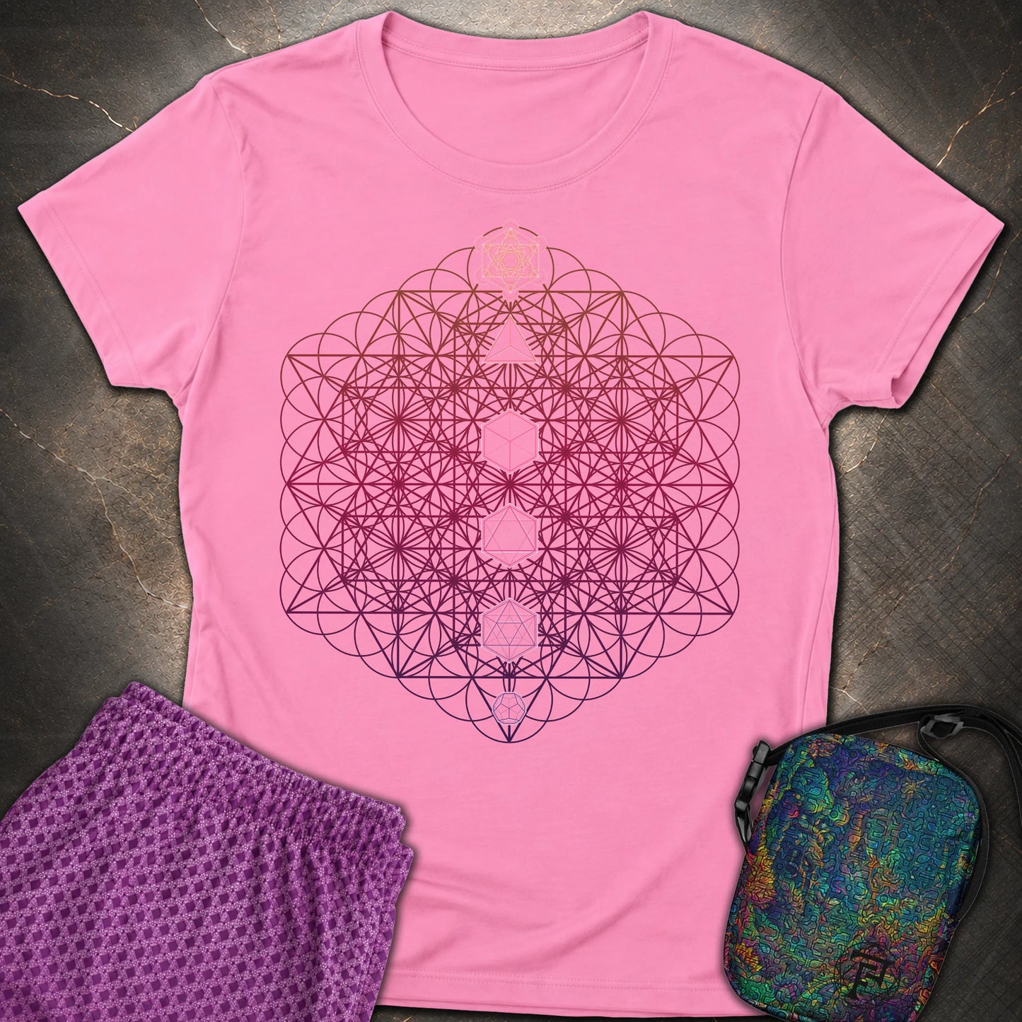 64 Tetrahedron Platonic Solids Metatron - 64 Tetrahedron Platonic Solids Metatron Women's T-Shirt - Azalea