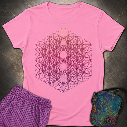 64 Tetrahedron Platonic Solids Metatron - 64 Tetrahedron Platonic Solids Metatron Women's T-Shirt - Azalea
