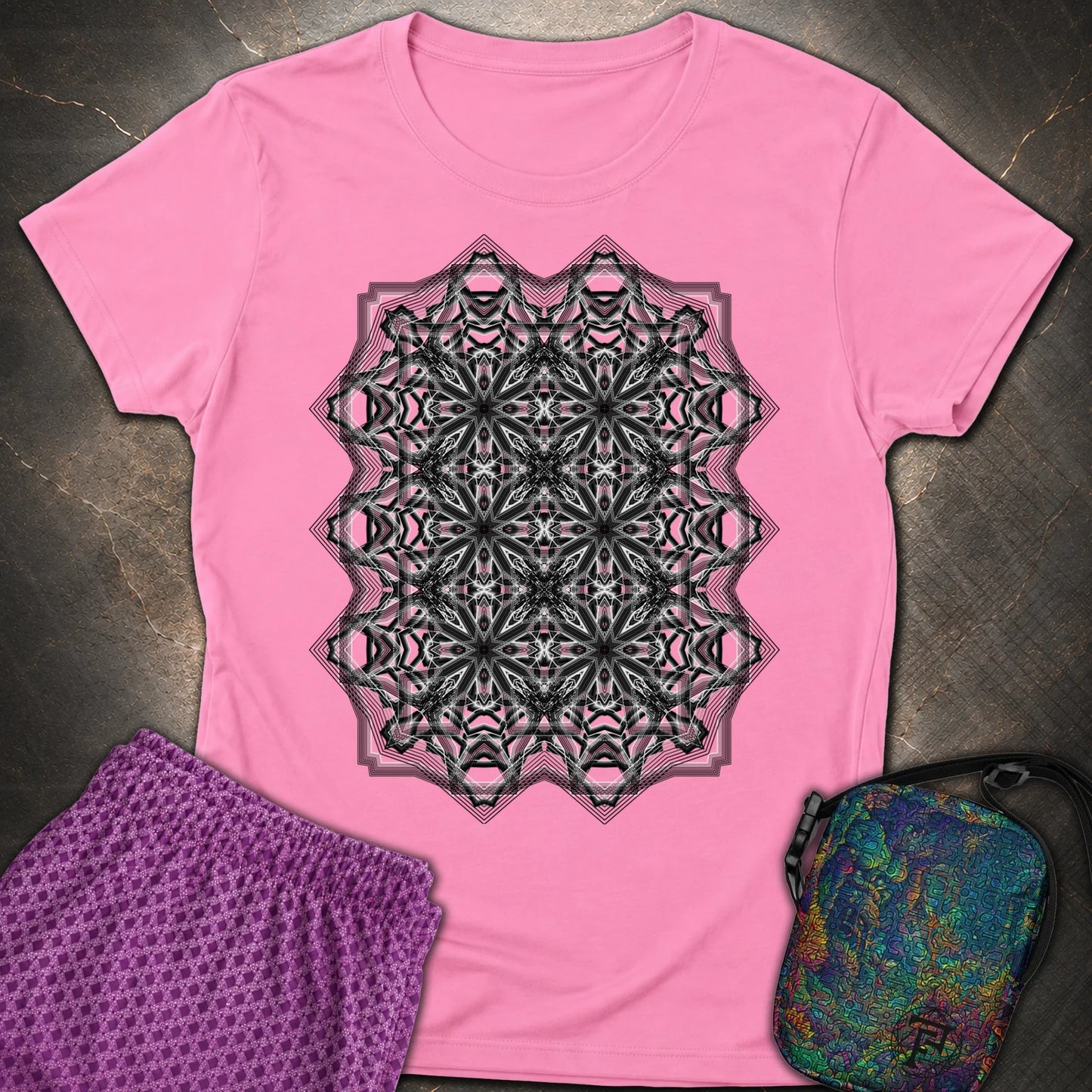 Monochrome Geometric Nexus - Monochrome Geometric Nexus Womens T-Shirt - Azalea