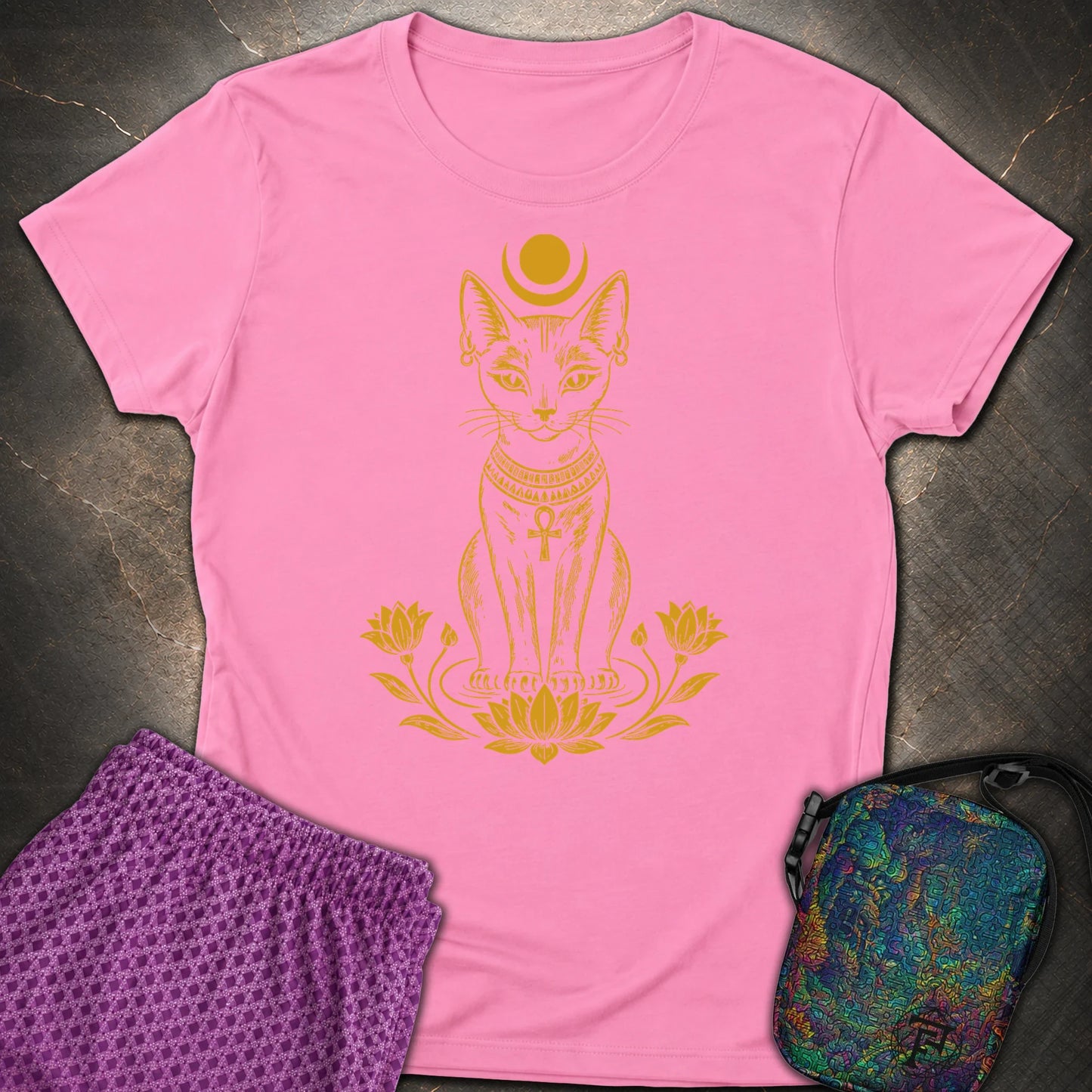 Sacred Cat of the Moon - Sacred Cat of the Moon Womens T-Shirt - Azalea