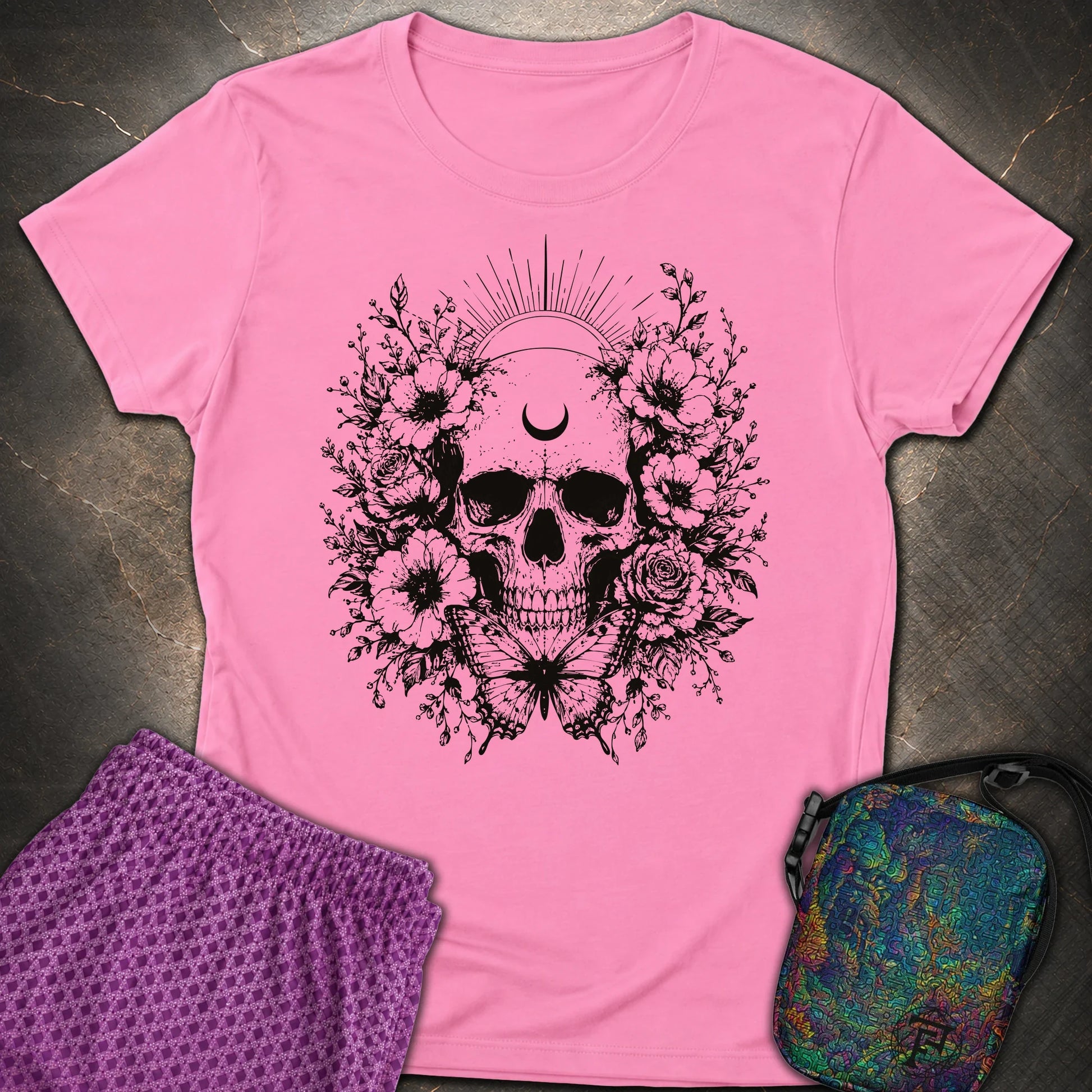 Moon Phases Moth - Moon Phases Moth Womens T-Shirt - Azalea