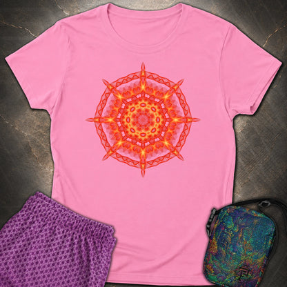 Radiant Geometry Portal Mandala - Radiant Geometry Portal Mandala Womens T-Shirt - Azalea