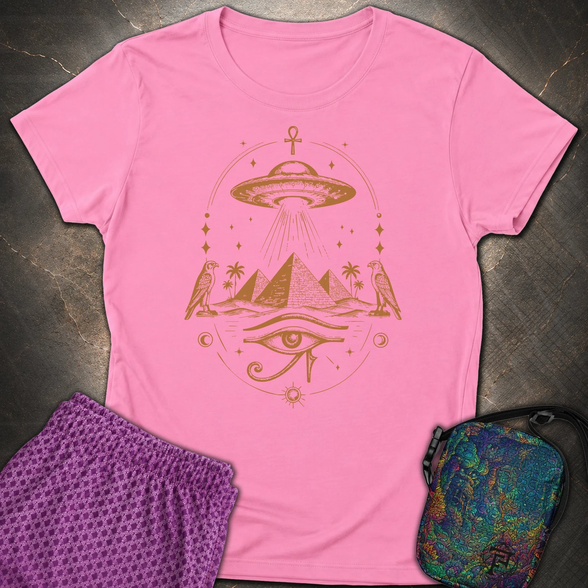 Starship Above the Sacred Pyramids - Starship Above the Sacred Pyramids Womens T-Shirt - Azalea