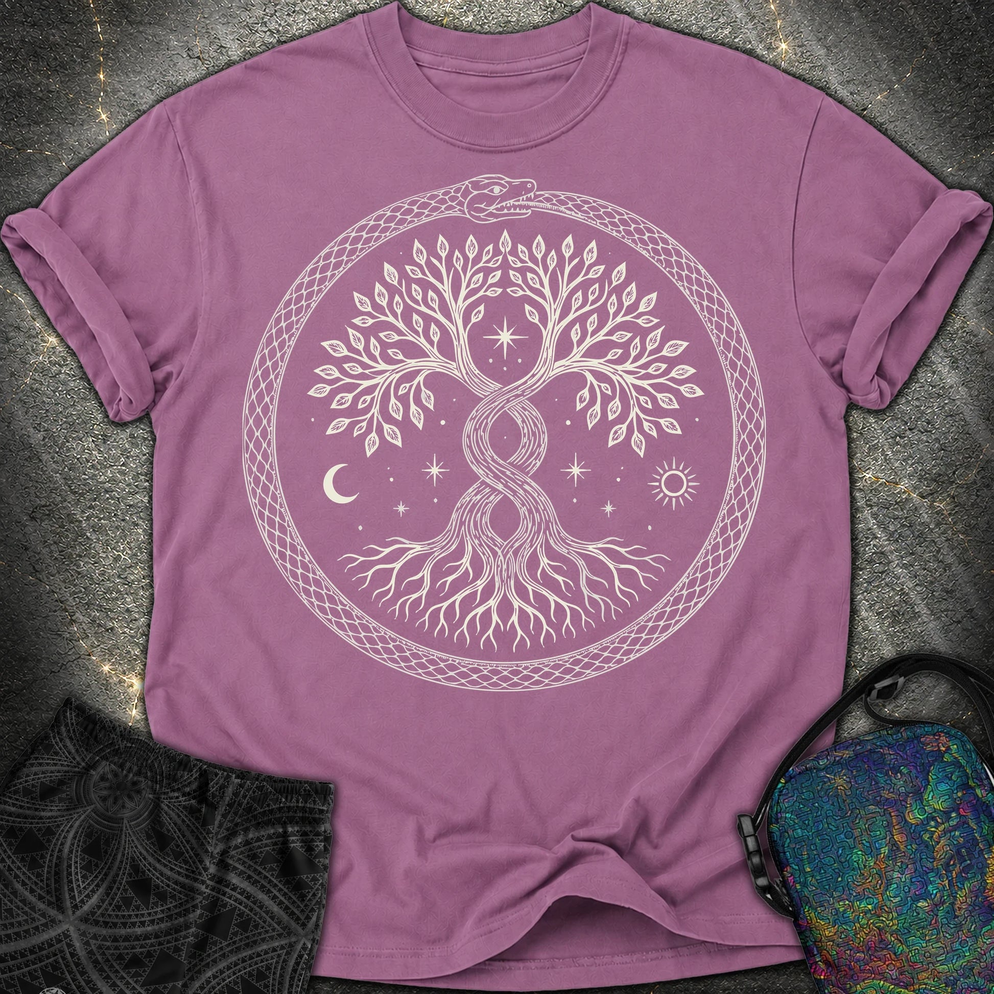 888 Ouroboros Tree Comfort T-Shirt - 888 Ouroboros Tree Comfort T-Shirt - Berry