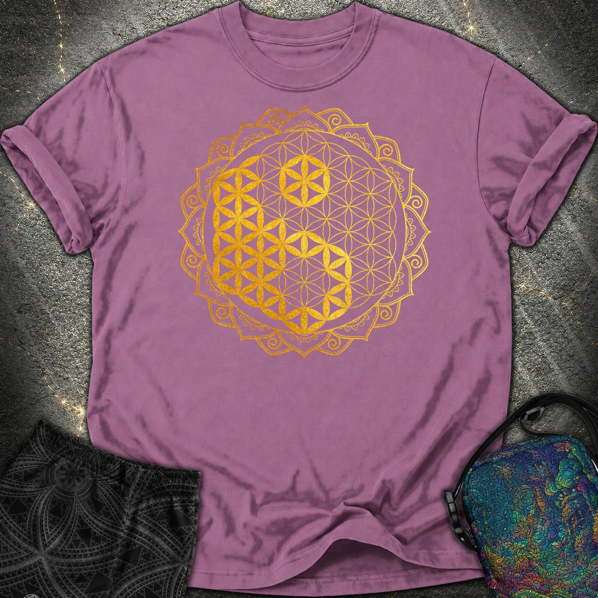 Yin Yang Gold Mandala Comfort T-Shirt - Yin Yang Gold Mandala Comfort T-Shirt - Berry