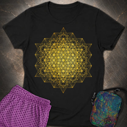 64 Tetrahedron Metatron Grid - 64 Tetrahedron Metatron Grid Womens T-Shirt - Black