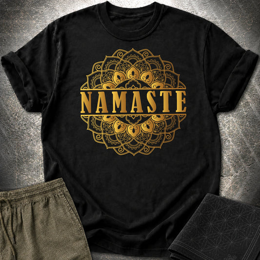 Namaste Gold Mandala T-Shirt - Namaste Gold Mandala T-Shirt - Black