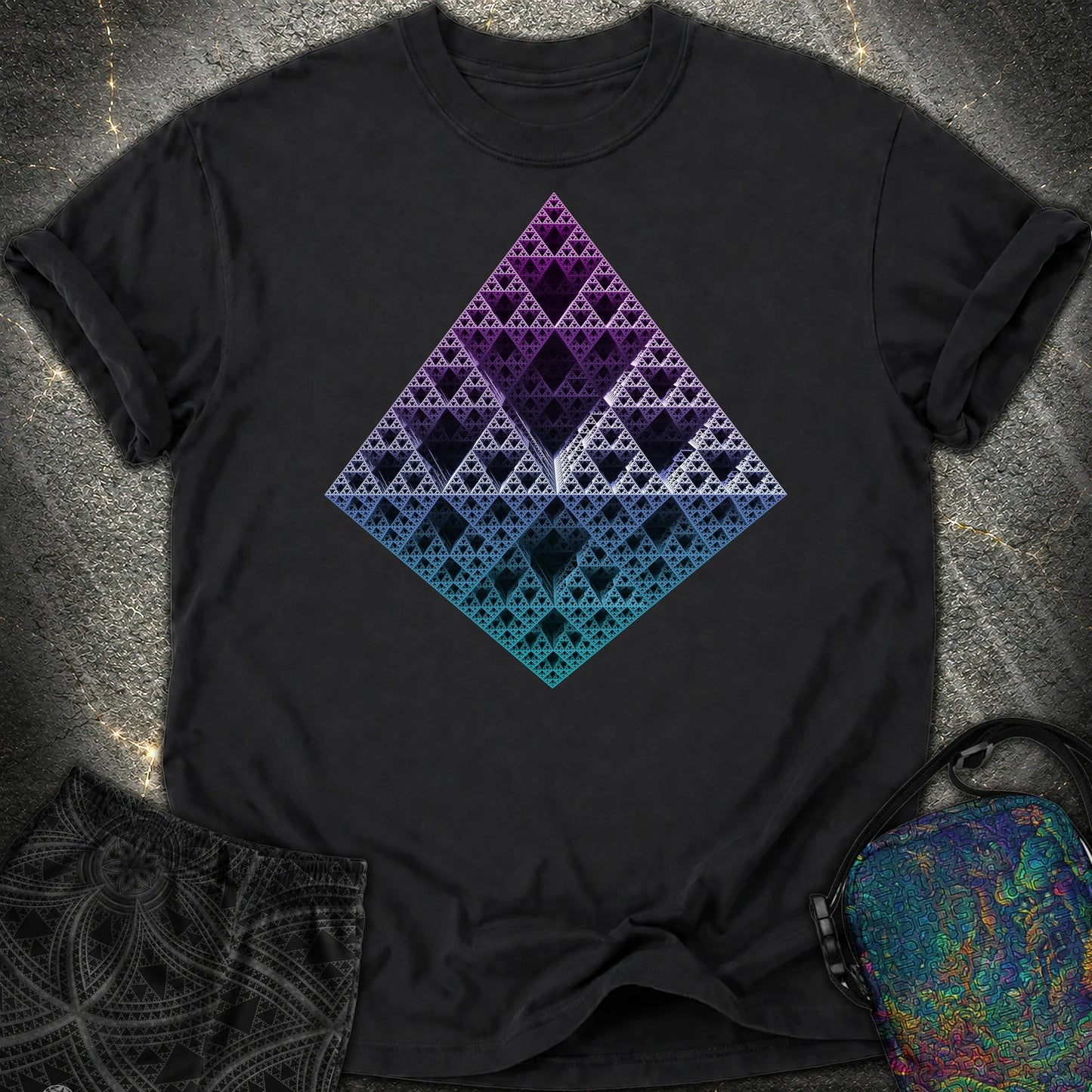 Sierpinski 3D Fractal Comfort T-Shirt - Sierpinski 3D Fractal Comfort T-Shirt - Black