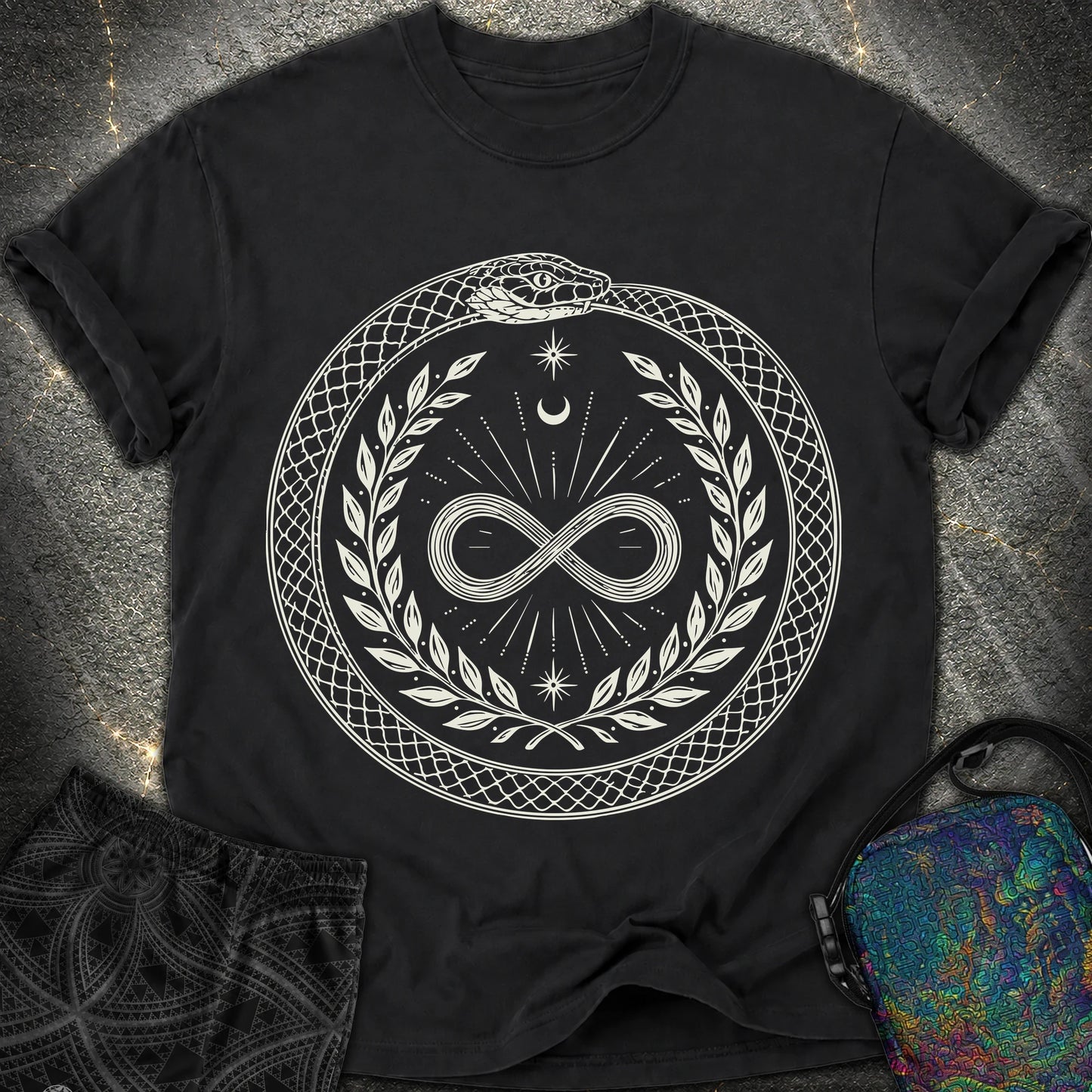 888 Ouroboros Infinity Unisex Comfort T-Shirt - 888 Ouroboros Infinity Unisex Comfort T-Shirt - Black