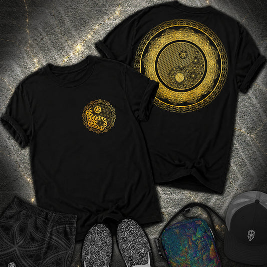 Yin Yang Sacred Geometry 2 Sided T-Shirt - Yin Yang Sacred Geometry 2 Sided Comfort T-Shirt - Black