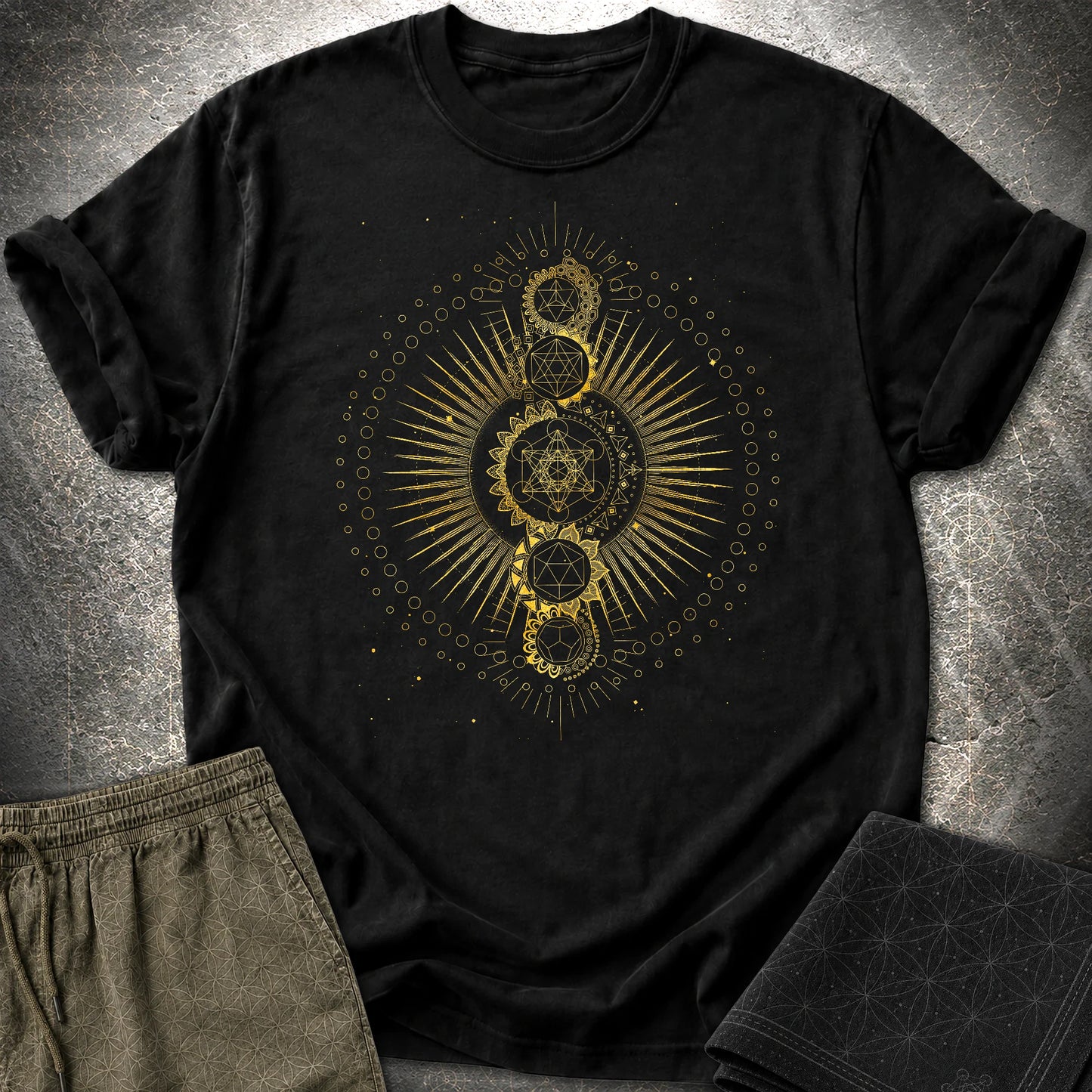 Sacred Geometry Radiating Mandala T-Shirt - Sacred Geometry Radiating Mandala T-Shirt - Black
