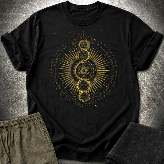 Sacred Geometry Radiating Mandala T-Shirt - Sacred Geometry Radiating Mandala T-Shirt - Black