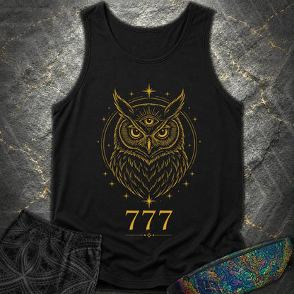 777 Mystic Owl Comfort Tank Top - 777 Mystic Owl Comfort Tank Top - Black