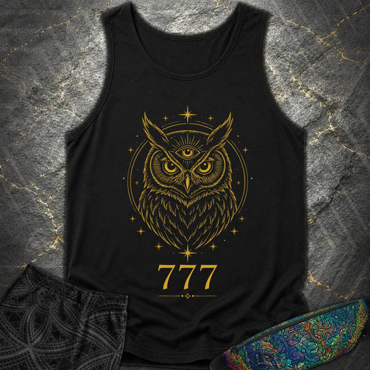 777 Mystic Owl Comfort Tank Top - 777 Mystic Owl Comfort Tank Top - Black