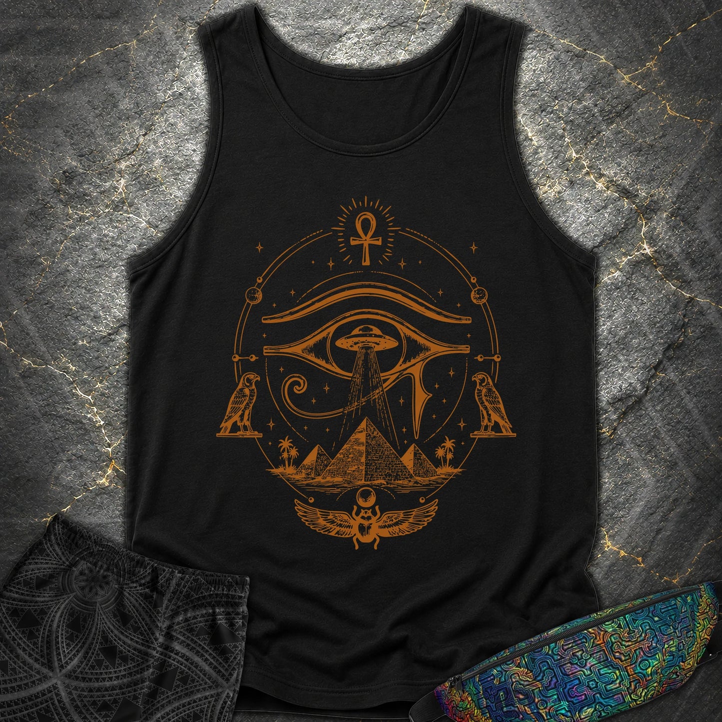 Ancient Eye Over Alien Pyramids - Ancient Eye Over Alien Pyramids Comfort Tank Top - Black