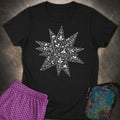 White Floral Stellated Dodecahedron Womens T-Shirt