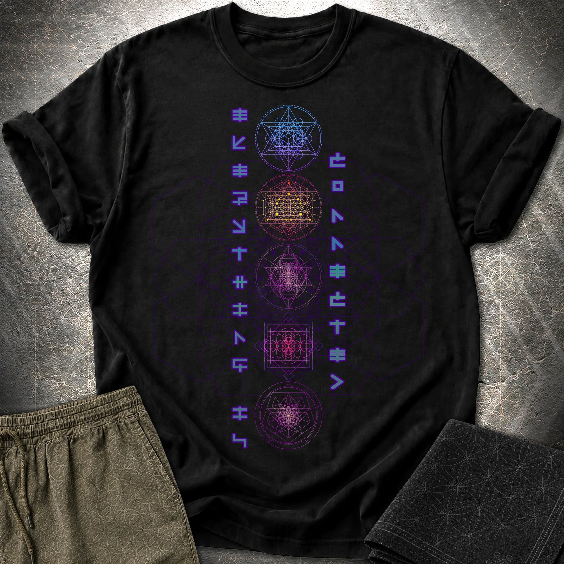 Everything Is Connected Sacred Geometry T-Shirt - Everything Is Connected Sacred Geometry T-Shirt - Black