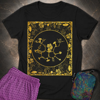 Psilocybin Molecule Mushroom Frame - Psilocybin Molecule Mushroom Frame Womens T-Shirt - Black