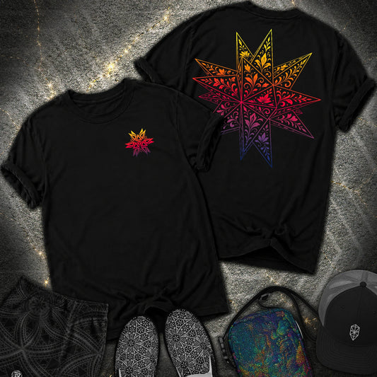Colorful Stellated Dodecahedron 2 Sided Comfort T-Shirt - Colorful Stellated Dodecahedron 2 Sided Comfort T-Shirt - Black