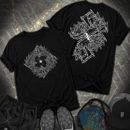 Fractured Vortex Geometric Comfort 2 Sided T-Shirt - Fractured Vortex Geometric Comfort 2 Sided T-Shirt - Black