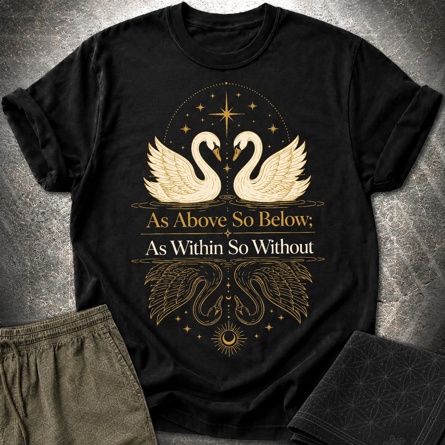 As Above So Below Swans - As Above So Below Swans T-Shirt - Black