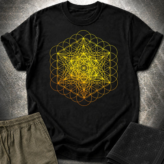 Metatron's Cube on Flower Of Life T-Shirt - Metatron's Cube on Flower Of Life T-Shirt - Black