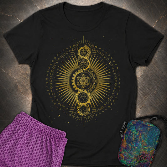 Sacred Geometry Radiating Mandala - Sacred Geometry Radiating Mandala Womens T-Shirt - Black