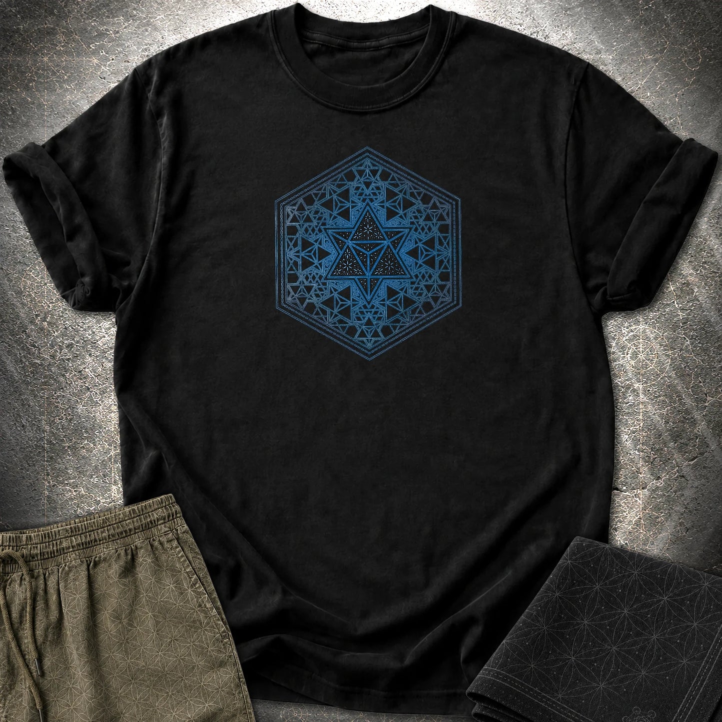 Merkaba Sacred Geometry T-Shirt - Merkaba Sacred Geometry T-Shirt - Black